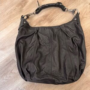 All saints 100% leather shoulder bag with metal buckle strap
